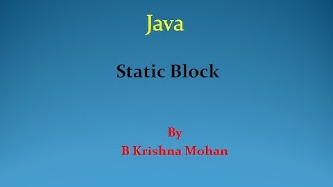 Java-Static Block