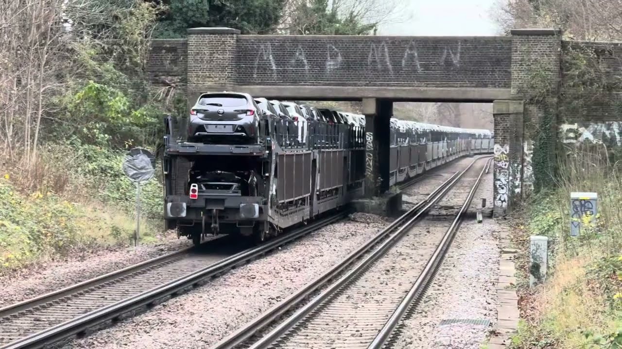 DB Class 66 Toyota car carrying train 66205 – passing Crofton Park station