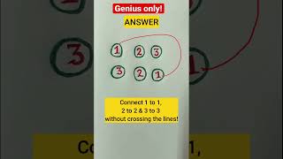 Only for a Genius! Connect 1 to 1, 2 to 2 & 3 to 3 without crossing the lines! #math #youtube