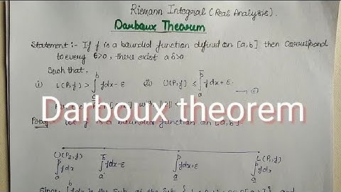 State and Prove Darboux Theorem in Hind||Riemann Integration||