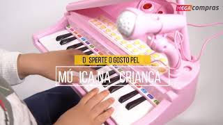 Piano Infantil Com Banquinho Importway Rosa