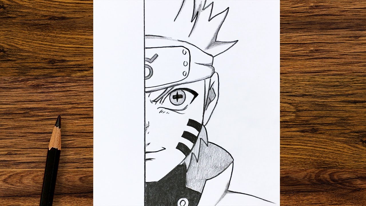 How to draw Naruto Six Paths step by step | Easy anime half face ...