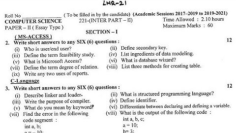 12th Class Computer Past papers of all Punjab Boards | 2nd year Computer Past Paper |#AllBoardsPaper