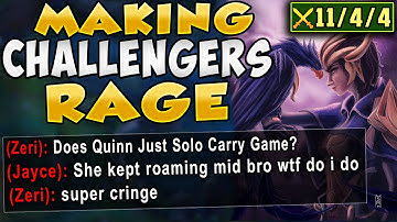MY QUINN MADE CHALLENGERS PLAYERS RAGE WITH MY ROAMS - League of Legends