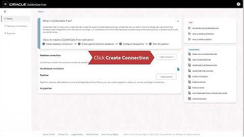 How to create a database connection in Oracle GoldenGate Free 23ai