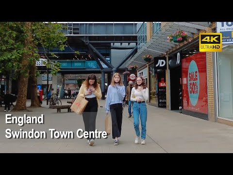 Walking in UK, Swindon Town Centre│Shopping Street│4K Urban Walking Tour  - Trip to UK │英國Swindon市中心