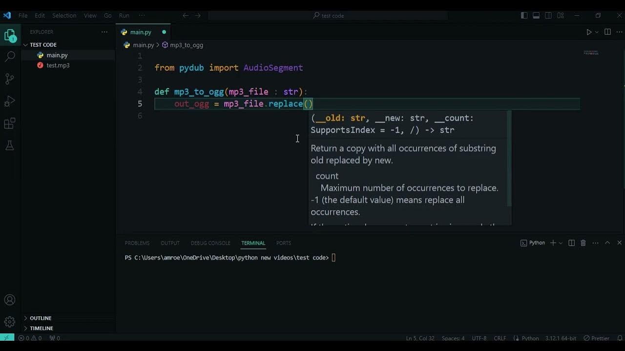 Convert mp3 file to ogg using Python - YouTube