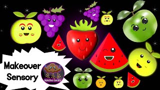 Video thumbnail of "Hey Baby Sensory - Disco Fruit DANCE Party -Fruit sensory dancing- Fruit Cartoon - Makeover Sensory"
