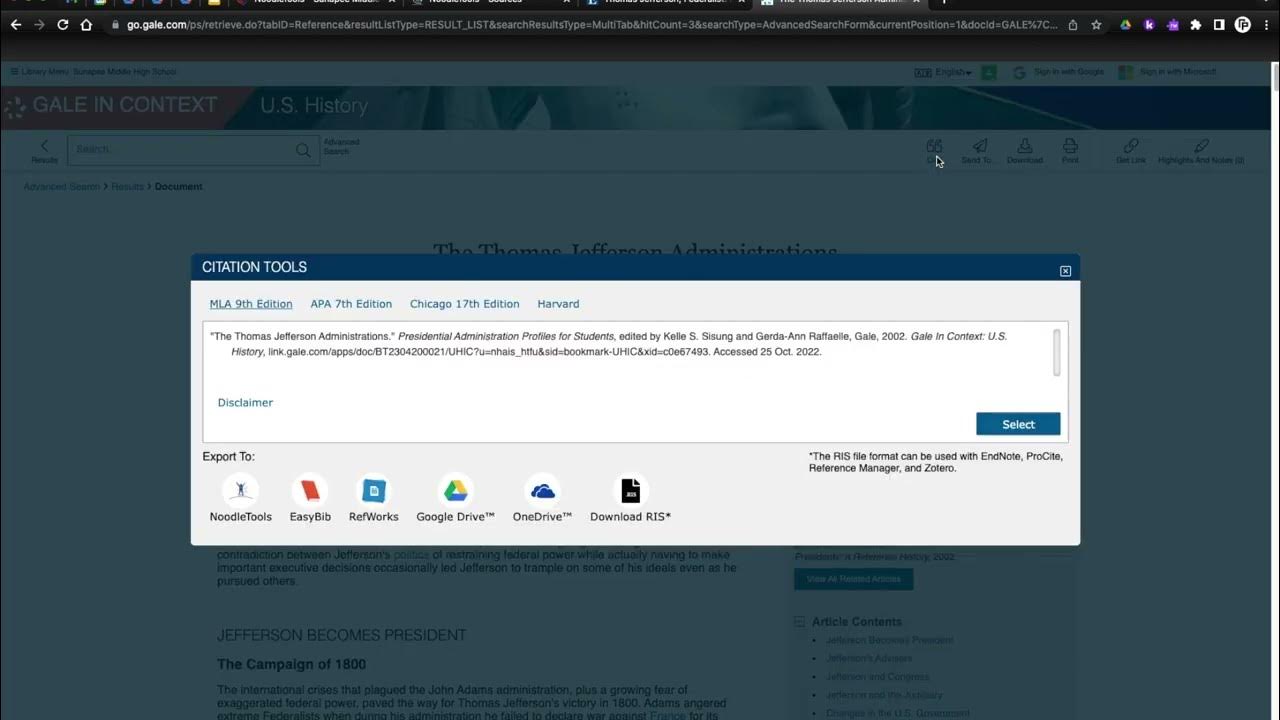 Export Citations to NoodleTools YouTube