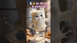 🥛🍯दूध और मधु के जबरदस्त हेल्थ सीक्रेट 😱 |AI Talking Food Shorts#aishorts #talkingfood #trend #funny