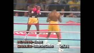 Thomas “Hitman” Hearns brutally knocks out James Schuler in the 1st round with his right-hand