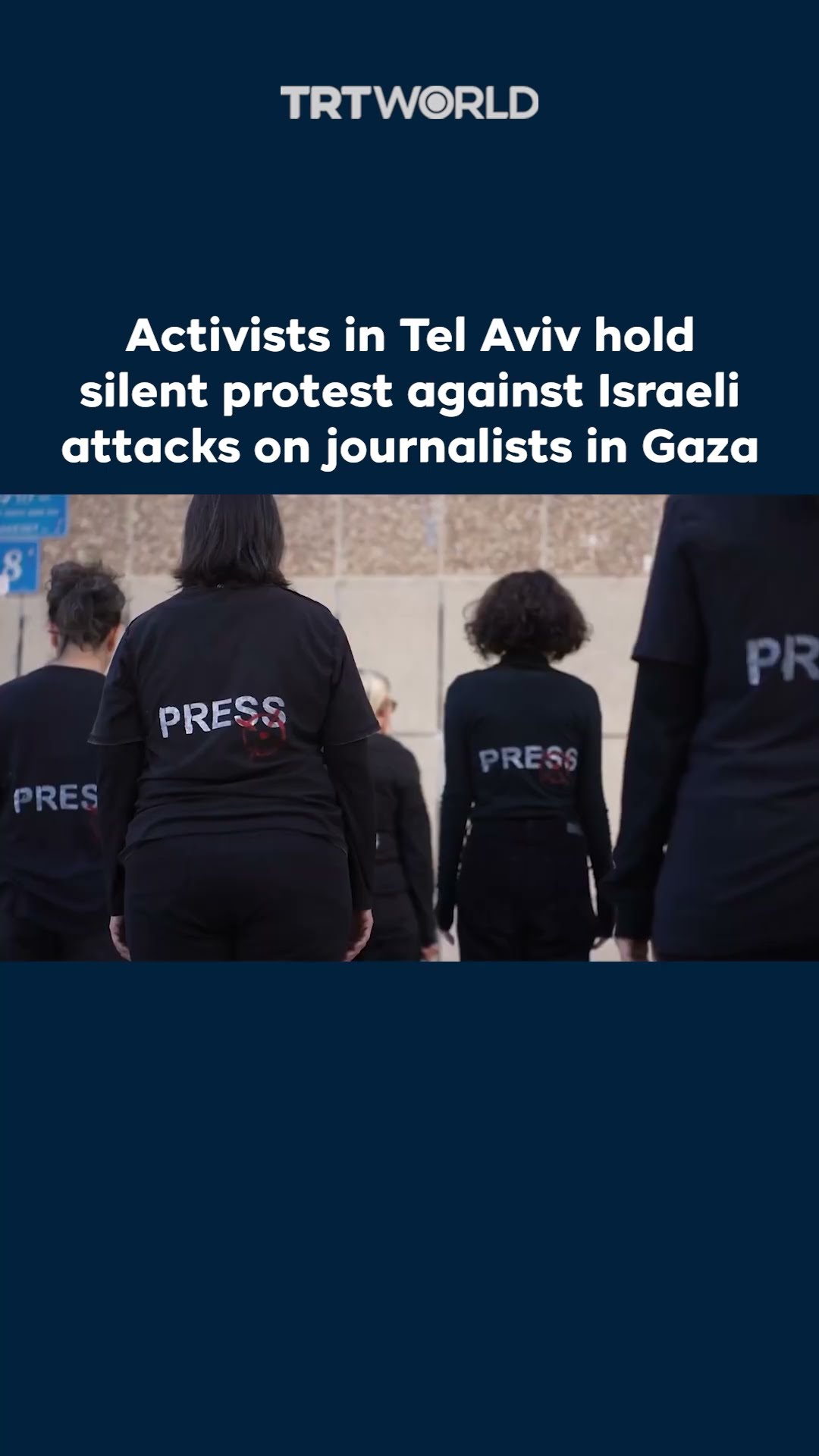 Activists in Tel Aviv hold silent protest against Israeli attacks on journalists in Gaza