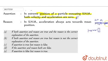 Assertion : In extreme position of a particle executing S.H.M., both velocity and acceleration are