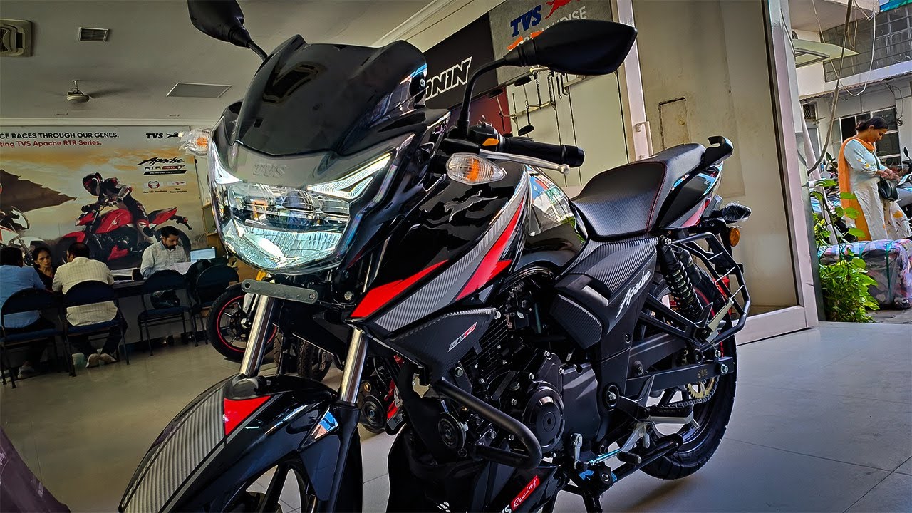 Finally TVS Apache RTR 160 2V New Model | Black Colour Detail Look ...
