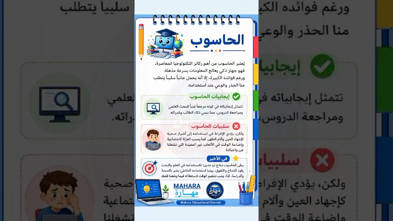 تعبير كتابي الحاسوب الفصل الثالث السنة الرابعة والخامسة ابتدائي