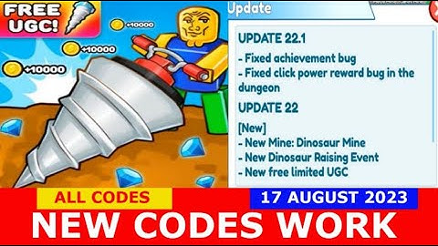 *NEW UPDATE CODES* [Free UGC] Clicker Mining Simulator ROBLOX | ALL CODES | 17 AUGUST 2023