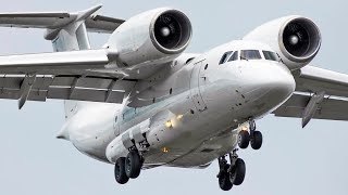 ✈Ан-74 - Позднее касание или пролёт полосы / Аэропорт Внуково