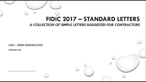 FIDIC 2017 - Standard Letters - Introduction