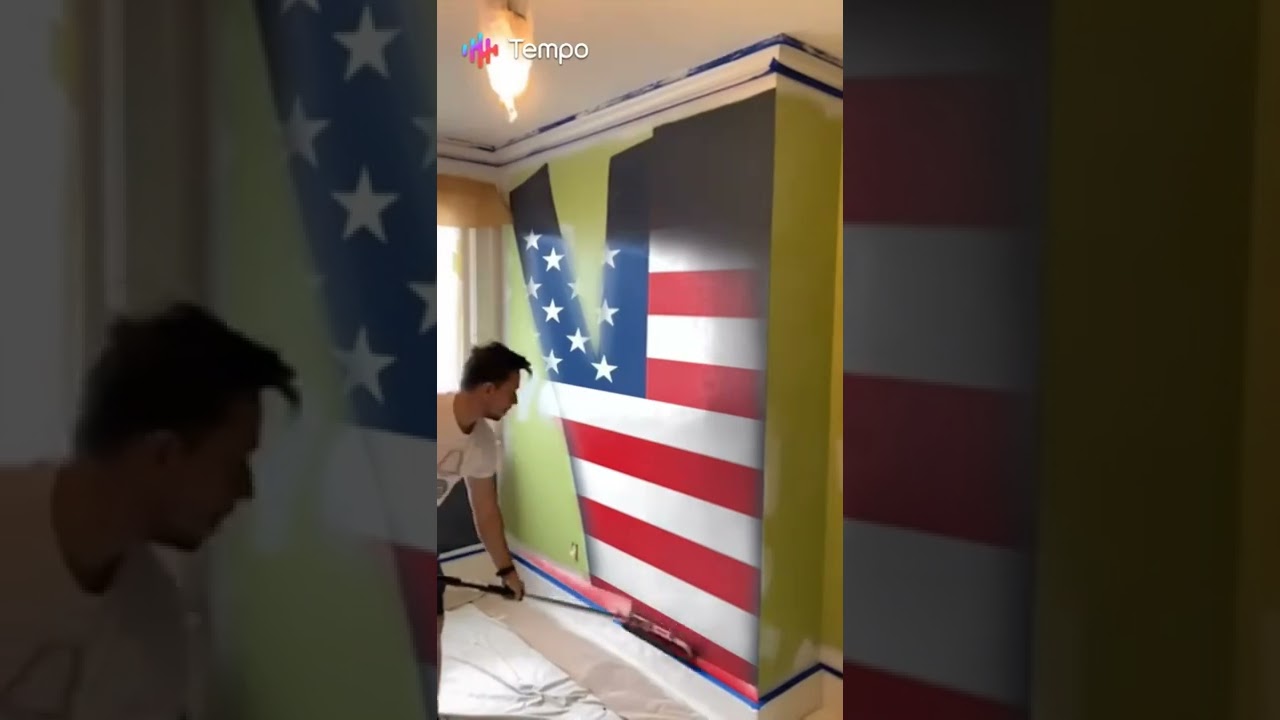 Painting USA Flag Wall 