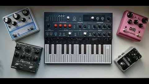 Arturia MicroFreak with delay guitar pedals