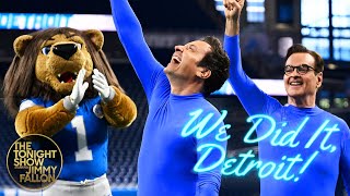 Detroit Lions' Mascot Roary Teaches Jimmy to Kick a Field Goal in Partnership with Ford