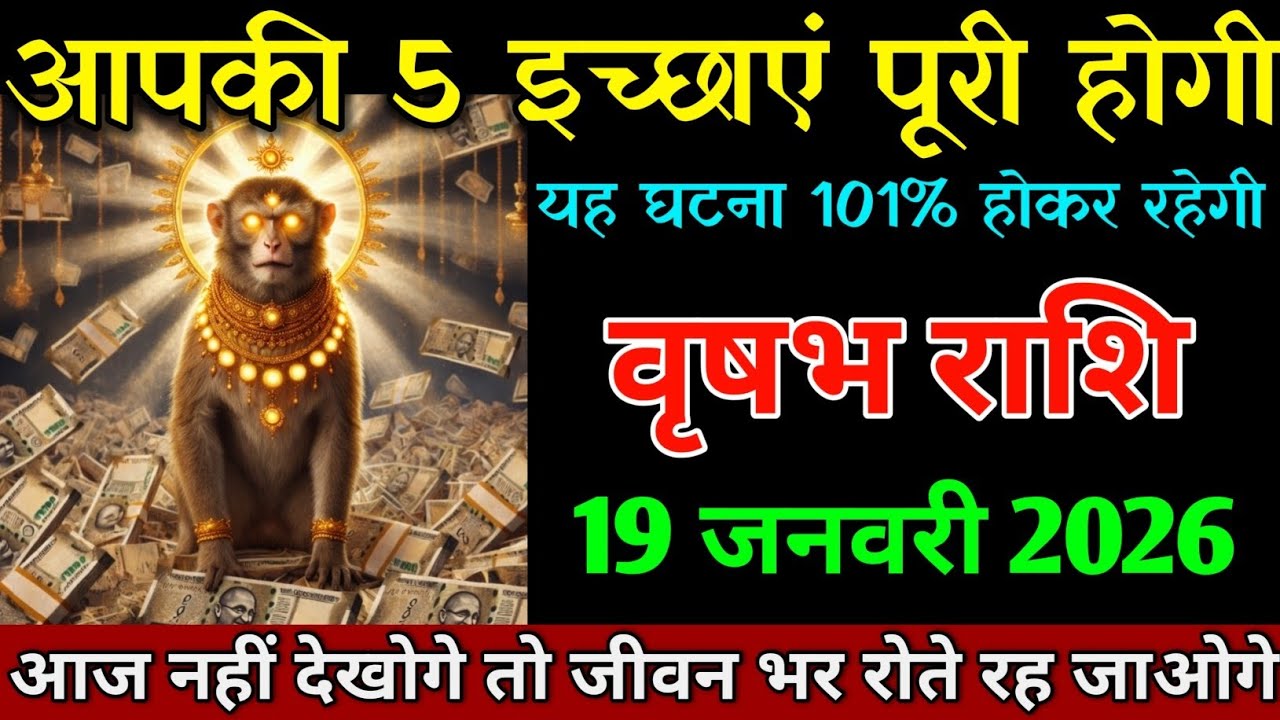 वृषभ राशि 19 जनवरी 2026 आपकी 5 इच्छाएं पूरी होगी यह घटना 101% होकर रहेगी। Vrishabh Rashi 