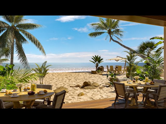 Relaxing Bossa Nova Jazz Music at the Beach Cafe with Ocean Waves to Relax | Rio Vibes class=