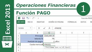 Función PAGO | Excel 2013 Operaciones Financieras #1/12