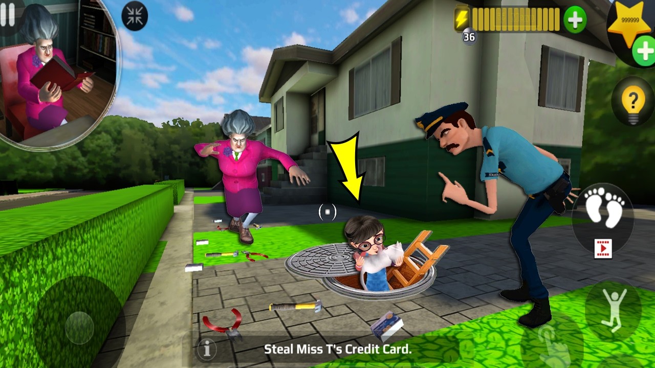 Scary Teacher 3D - Новое обновление - тролль мисс Т упала лицом вниз, так весело, часть 5479 