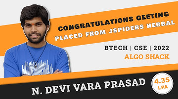 Student Placement Journey as | JSpiders | Hebbal | N Devi Vara Prasad