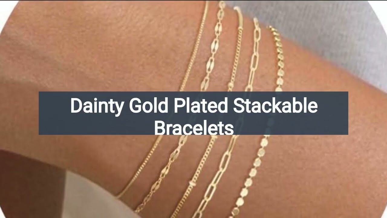 Gold bracelets for women 14k dainty gold plated stackable bracelets for women