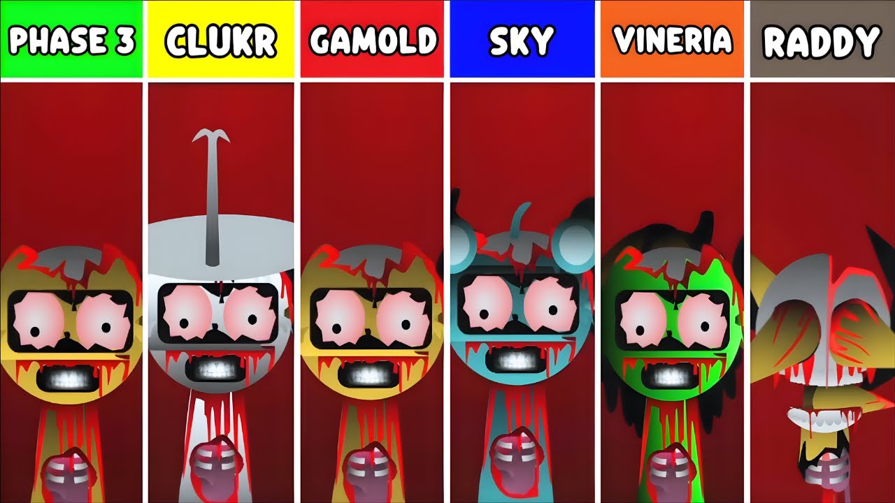 Phase 3 But Everyone Is CLUKR Vs GARNOLD Vs SKY Vs VINERIA Vs RADDY (Best Mod) In Incredibox Sprunki