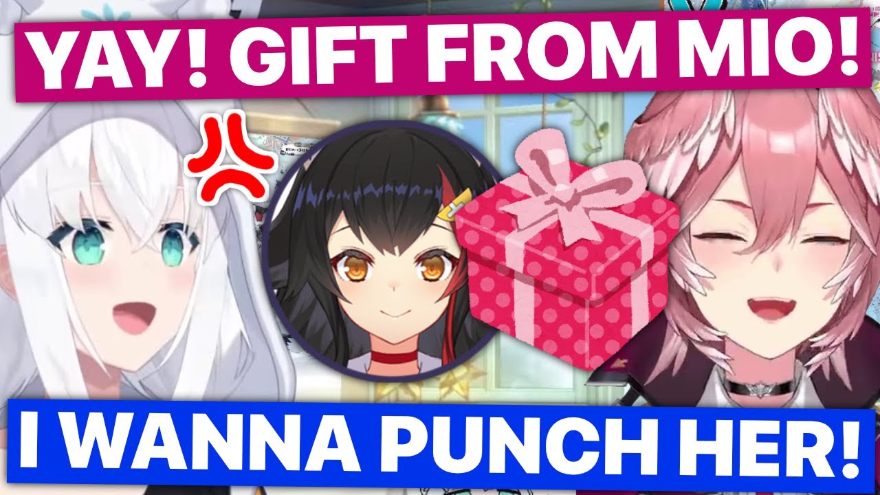 Fubuki Jealous Lui Took Mio's Present (Feat. Miko, Towa, Okayu, Subaru / Hololive) [Eng Subs]