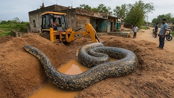 JCB 3DX 🟡 Backhoe Loading Trucks, Suddenly Giant Snake Found In Roadside Pond, All Work Stopped