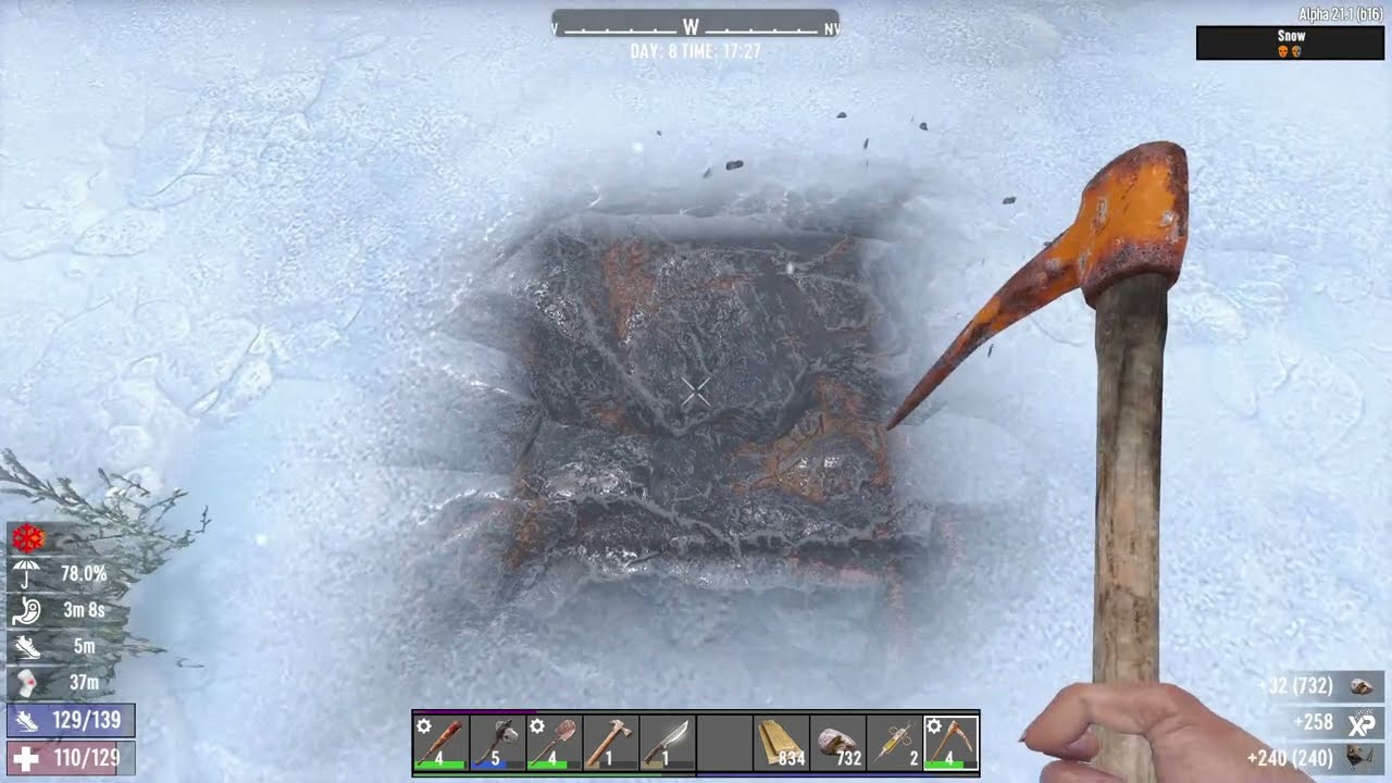 How to mine lots of Iron with your mining tools - 7 Days to Die