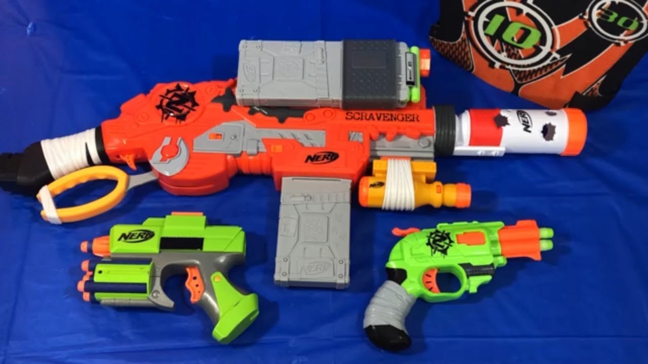 Nerf Box of Toys Zombie Strike Scravenger Toy Weapons Toy Guns - YouTube