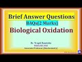 BAQs on Biological Oxidation with model answers| BAQs | Biochemistry |@NJOYBiochemistry