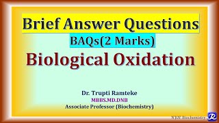 BAQs on Biological Oxidation with model answers| BAQs | Biochemistry |@NJOYBiochemistry