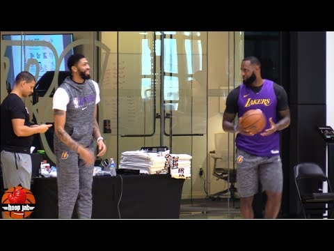 LeBron James & Anthony Davis At Lakers Practice Working Out On AD's Birthday. HoopJab NBA