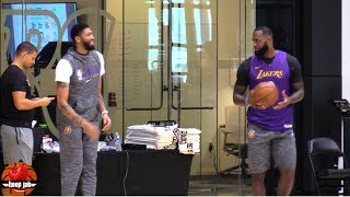 LeBron James \& Anthony Davis At Lakers Practice Working Out On AD's Birthday. HoopJab NBA