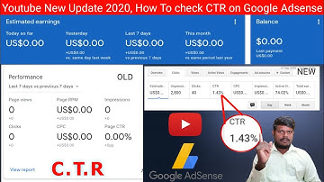Youtube New Update 2020, How To Check CTR In Google Adsense Tutorial kannada !! Tech viewer Guna