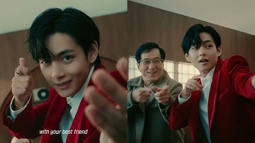 BTS Taehyung & Jackie Chan Behind The Scenes Filming Siminvest ad video 2024