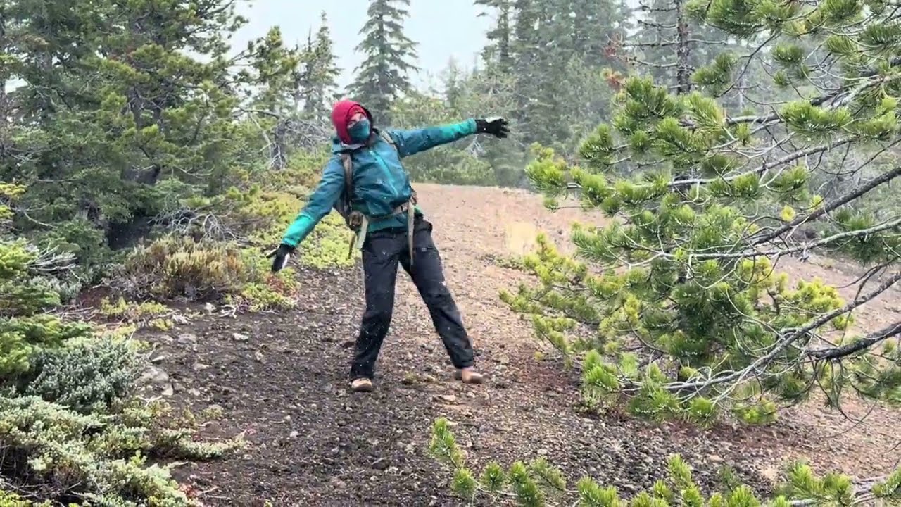 Snowing on a Volcanic Cinder Cone