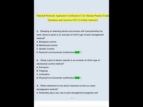National Pesticide Applicator Certification Core Manual Practice Exam