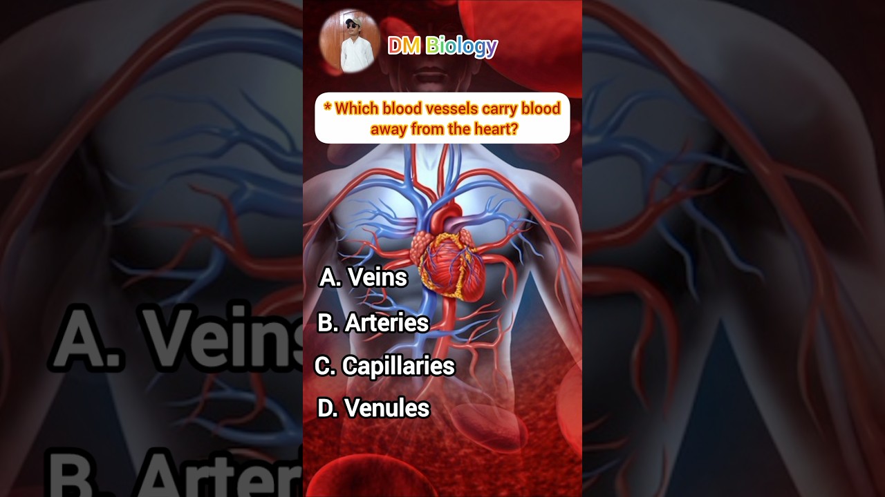 which blood vessels carry blood away from the heart ??/Biology mcq's / Circulatory system mcq