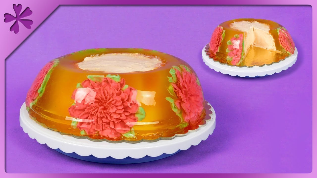 DIY How to make cake with 3D gelatin flowers (ENG Subtitles) Speed up 506 YouTube