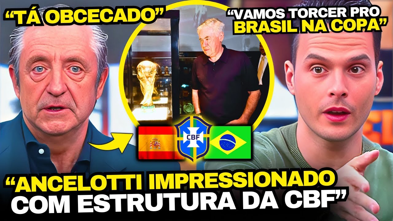 TV ESPANHOLA IMPRESSIONADA COM ANCELOTTI CONHECENDO A SEDE DA CBF