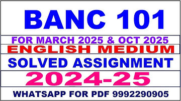 banc 101 solved assignment 2024-25 | banc 101 solved assignment in english 2025 | banc 101 2024-25