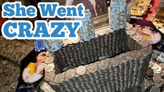 SHE WENT CRAZY ... Inside The High Limit Coin Pusher Jackpot WON MONEY ASMR