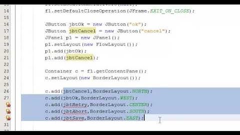 28   using BorderLayout and JLabel
